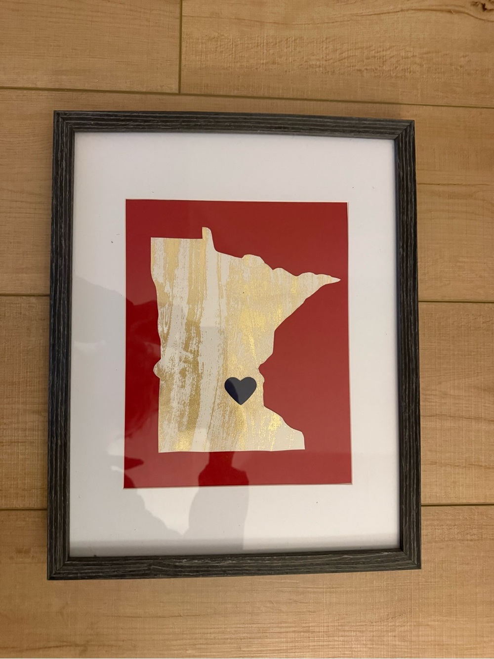 Homemade Framed Minnesota Art Red Gold Black